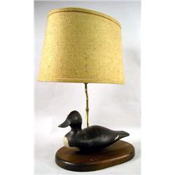 A PAINT-DECORATED BLUE BILL HEN DECOY