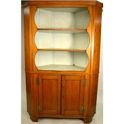 A POPLAR TWO-PART CORNER CUPBOARD