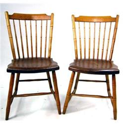 A PAIR OF FAUX-BAMBOO TURNED WINDSOR THUMB-BACK SIDE CHAIRS
