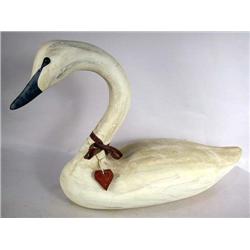 A PAINTED DECORATIVE SWAN DECOY