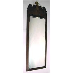 A QUEEN ANNE STYLE BURLED WALNUT LOOKING GLASS