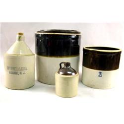 A MISCELLANEOUS GROUP OF SIX STONEWARE VESSELS