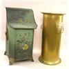 Image 1 : A VICTORIAN GREEN AND FLORAL PAINT DECORATED AND GILT-METAL MOUNTED TOLE COAL SCUTTLE