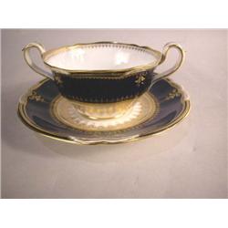 A SET OF EIGHT COPELAND, ENGLAND PORCELAIN BULLION CUPS WITH UNDERPLATES