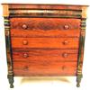 Image 1 : AN EMPIRE BLACK-PAINTED AND STENCIL-DECORATED FIGURED MAHOGANY CHEST OF DRAWERS