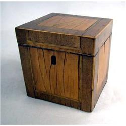 A GEORGE III SATINWOOD TEA CADDY
