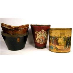 A DECORATED LEATHER FIRE BUCKET