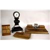 Image 1 : A TOOLED LEATHER DESK AND TRAVELING CLOCK