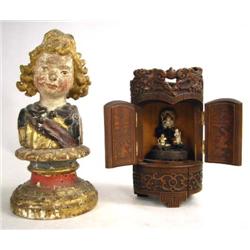 A CHINESE MINIATURE CARVED WOOD ALTAR