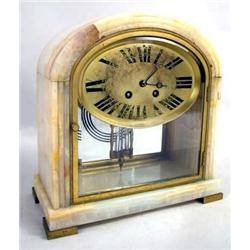 A TIFFANY AND CO. ART DECO STYLE STONE MANTLE CLOCK