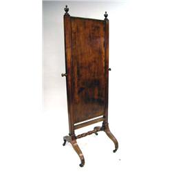 A GEORGE III INLAID MAHOGANY CHEVAL GLASS