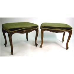 A PAIR OF LOUIS XV STYLE CABRIOLE STOOLS