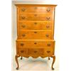 Image 1 : A QUEEN ANNE STYLE FIGURED MAPLE FLAT-TOP HIGH CHEST OF DRAWERS