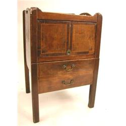 A GEORGE III INLAID MAHOGANY BEDSIDE CUPBOARD