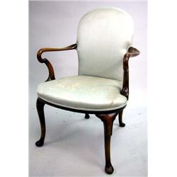 A GEORGE I WALNUT SHEPHERD'S CROOK ARMCHAIR