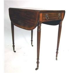 A GEORGE III SATINWOOD-INLAID MAHOGANY PEMBROKE TABLE