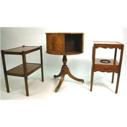 A REGENCY STYLE INLAID MAHOGANY REVOLVING BOOKSTAND