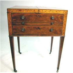 A GEORGE III PENWORK-DECORATED AND SATINWOOD-INLAID HARMONICON