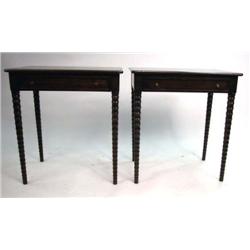 A PAIR OF EMPIRE MAHOGANY ONE-DRAWER STANDS