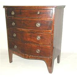 A GEORGE III MAHOGANY DIMINUTIVE BOWFRONT CHEST