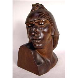 AN ART DECO STYLE WOODEN BUST