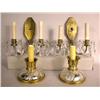 Image 1 : A PAIR OF TWO-ARM BRASS AND GLASS SCONCES
