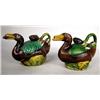 Image 1 : A NEAR PAIR OF ORIENTAL STYLE DUCK-FORM TEAPOTS
