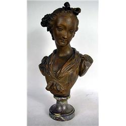 A TERRACOTTA BUST OF A WOMAN