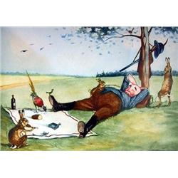 A GROUP OF SIX SPORTING ETCHINGS AND PRINTS