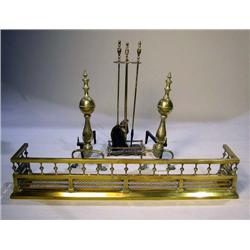 A PAIR OF FEDERAL STYLE CAST BRASS AND WROUGHT IRON ANDIRONS