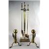 Image 1 : A PAIR OF FEDERAL STYLE CAST BRASS AND WROUGHT IRON ANDIRONS