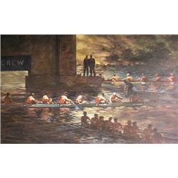 A WATERCOLOR TITLED THE RACES AT WORCESTER, MASS