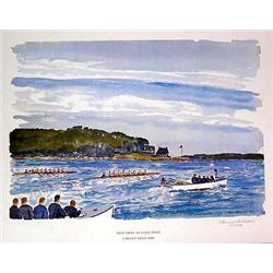 A YALE CREW AT GALES FERRY COLORED LITHOGRAPH