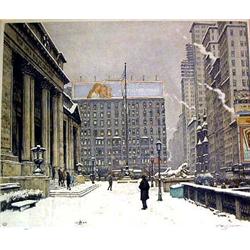 A NEW YORK PUBLIC LIBRARY COLORED LITHOGRAPH