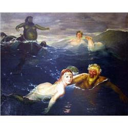 AN OIL ON CANVAS AFTER ARNOLD BOCKLIN