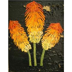 AN OIL ON BOARD, JEAN BULMAN,STILL LIFE WITH FLOWERS