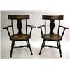 Image 1 : A PAIR OF EMPIRE STYLE RED-STAINED AND INLAID BIRCHWOOD TABLET-BACK WINDSOR ARMCHAIRS