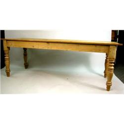 AN TURNED PINE FARM TABLE