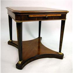 AN EMPIRE STYLE PART EBONIZED AND BRASS MOUNTED ROSEWOOD END TABLE
