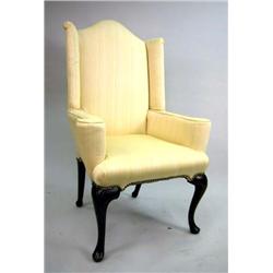A QUEEN ANNE STYLE WALNUT EASY CHAIR