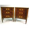 Image 1 : A PAIR OF NEOCLASSICAL INLAID MAHOGANY THREE DRAWER COMMODES