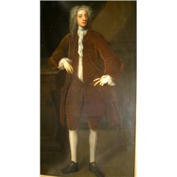 AN OIL ON CANVAS PORTRAIT OF A GENTLEMAN