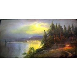 A PASTEL ON PAPER OF A STILL LIFE AT SUNSET