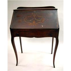 A FEDERAL STYLE MOTHER-OF-PEARL-INLAID SLANT-FRONT DESK