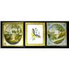 Image 1 : A GROUP OF FOUR PAINTED AND NEEDLEWORK FRAMED WALL HANGINGS