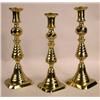 Image 1 : THREE BRASS BEEHIVE- FORM PUSHUP CANDLE STICKS