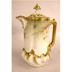 A GILT AND PAINT-DECORATED HOT WATER POT