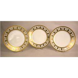 A SET OF TWELVE GILT- DECORATED OLD SEVRES GINORI PATTERN DINNER PLATES