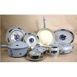 A PARTIAL SET OF BLUE- DECORATED ARABIA DINNER WARE SERVICES
