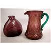 Image 1 : AN AMETHYST DIAMOND DECORATED PITCHER WITH APPLIED GREEN HANDLE
